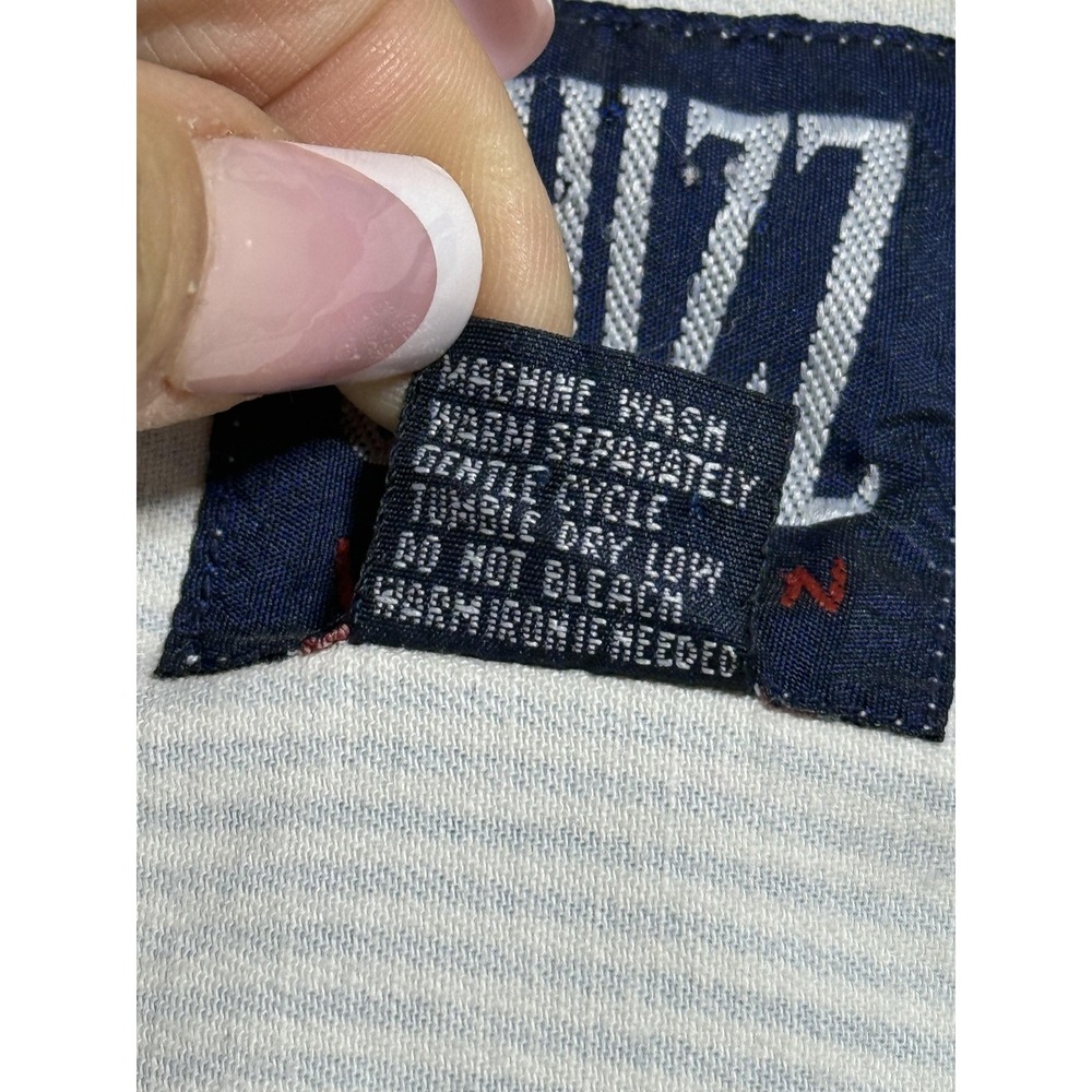 Vintage Quizz New York Shirt Womens 20 Blue White Stripe Embroidered Bears Denim - Picture 5 of 10